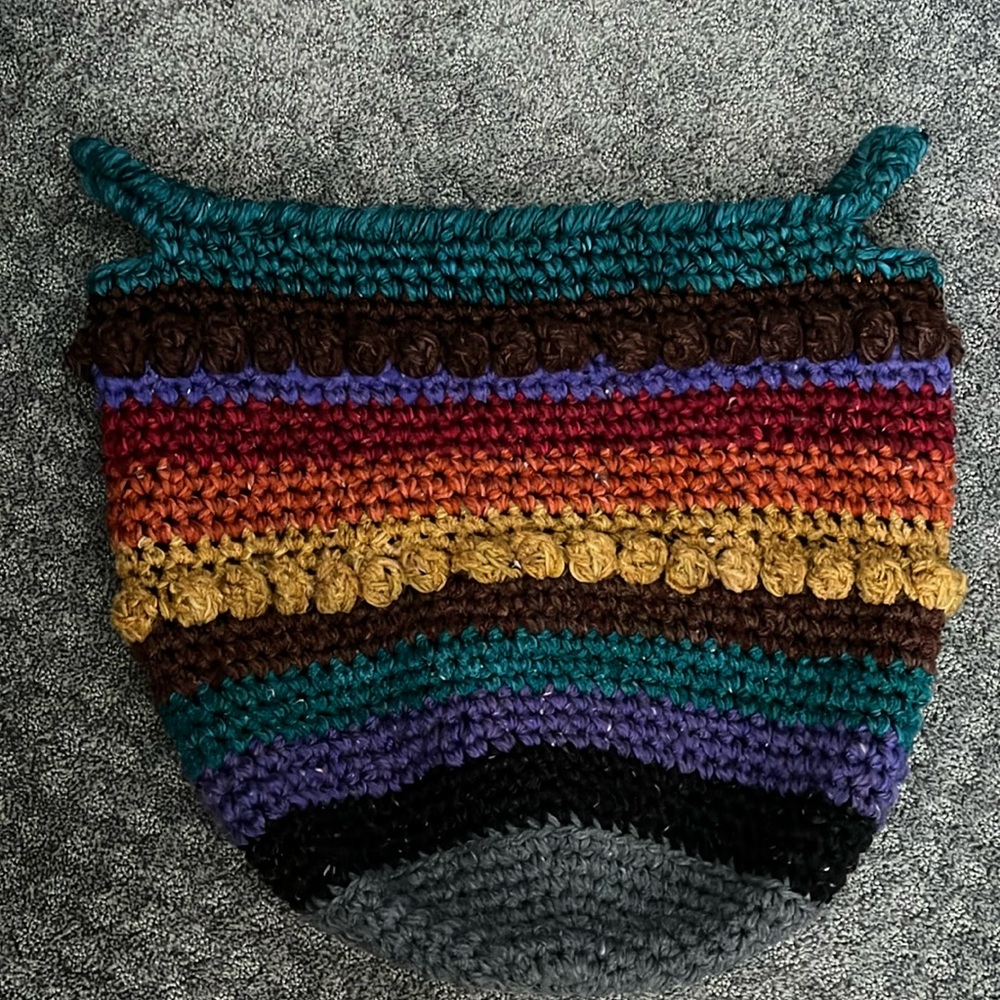 One of a kind handmade crocheted bag.   18”W 15”H